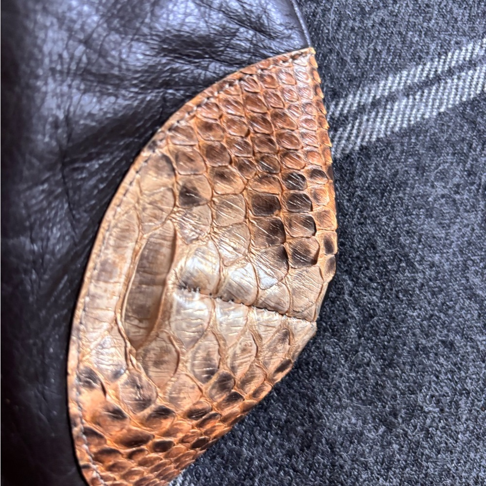 Clara Kasavina Handmade Chocolate Brown Leather Python Snake Skin Bag - Picture 4 of 10